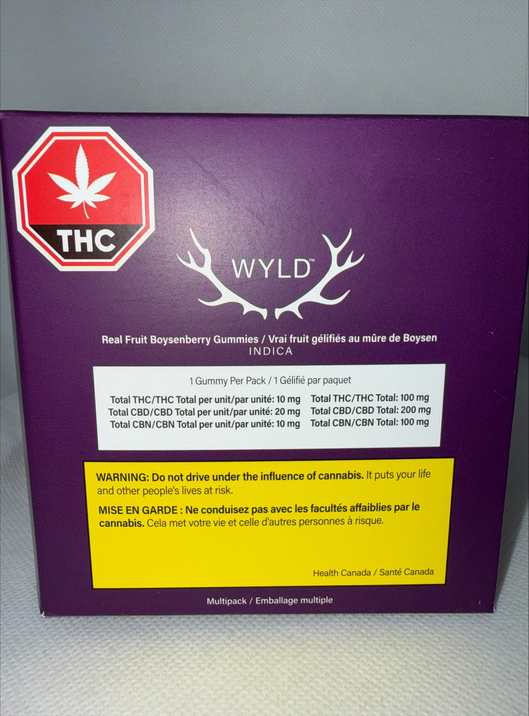 WYLD - REAL FRUIT BOYSENBERRY THC:CBD:CBN GUMMIES 10X1PC