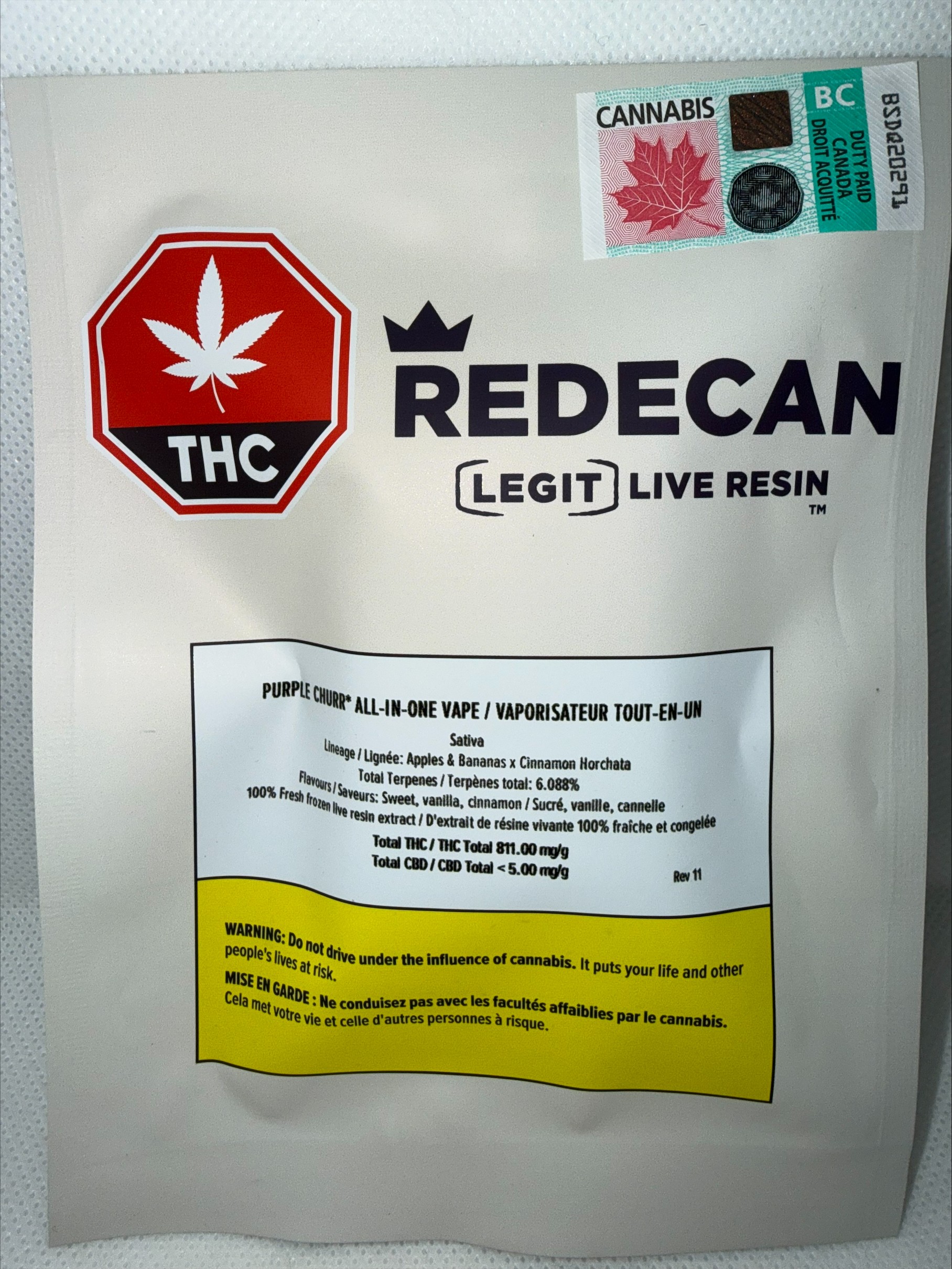 REDECAN - PURPLE CHURR LEGIT LIVE RESIN AIO DISPOSABLE PEN