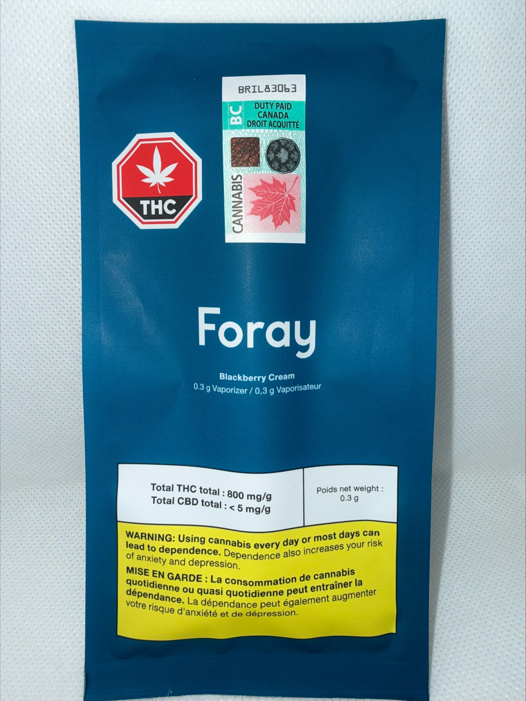 FORAY - INDICA 0.3 DISPOSABLE VAPE PEN