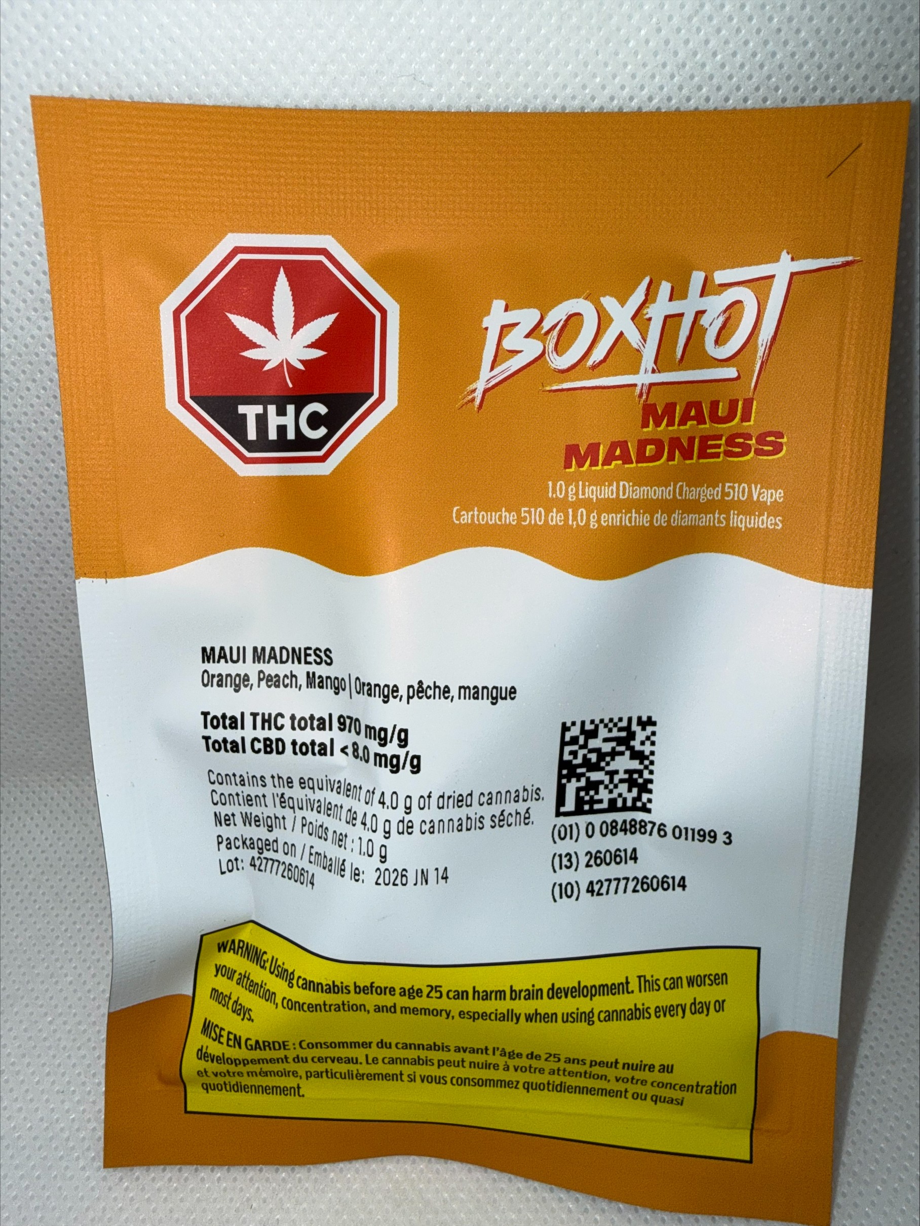 BOXHOT - MAUI MADNESS LIQUID DIAMOND CHARGED 510 VAPE