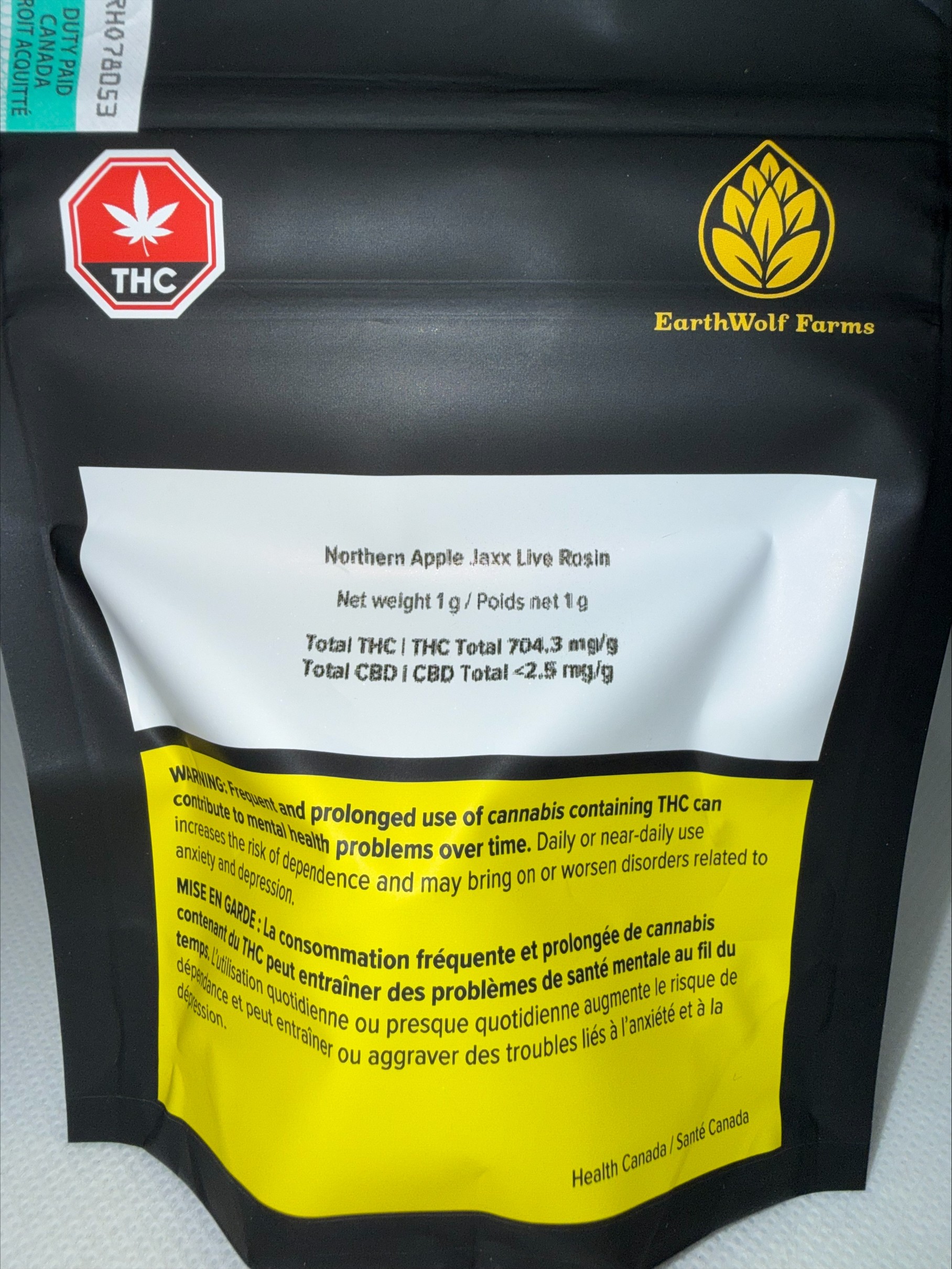 EARTHWOLF FARMS - NORTHERN APPLE JAXX LIVE ROSIN