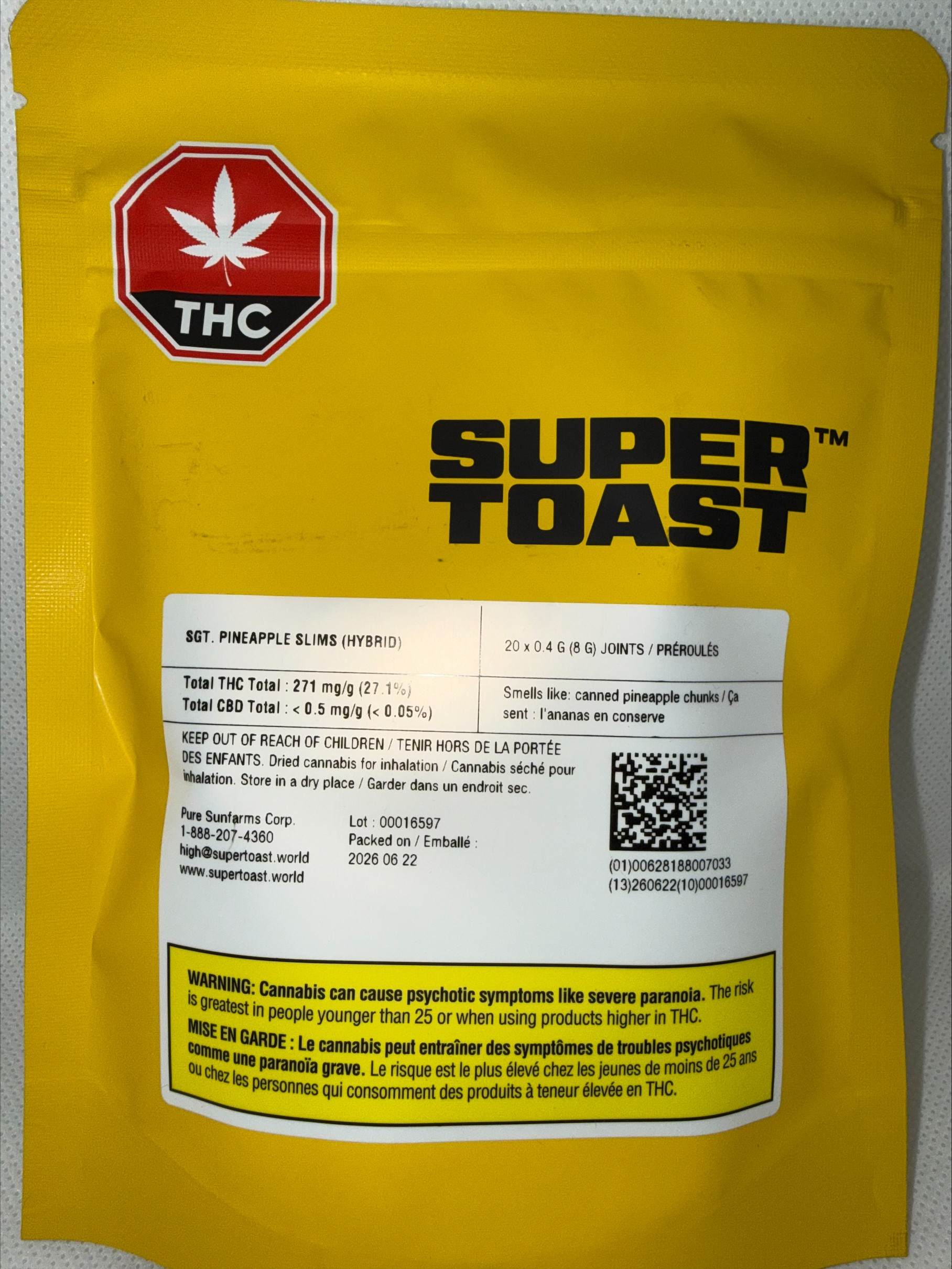 SUPER TOAST - SGT. PINEAPPLE SLIMS PRE-ROLLS