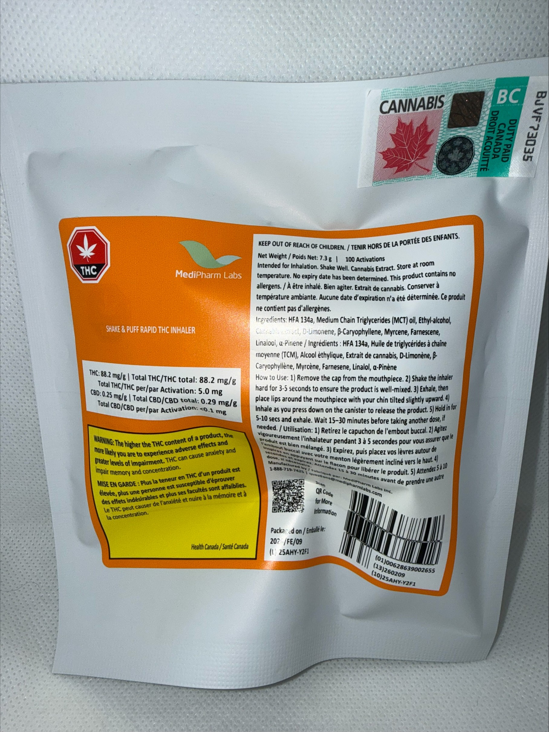 LABS  SHAKE & PUFF THC RAPID INHALER/PUFFER