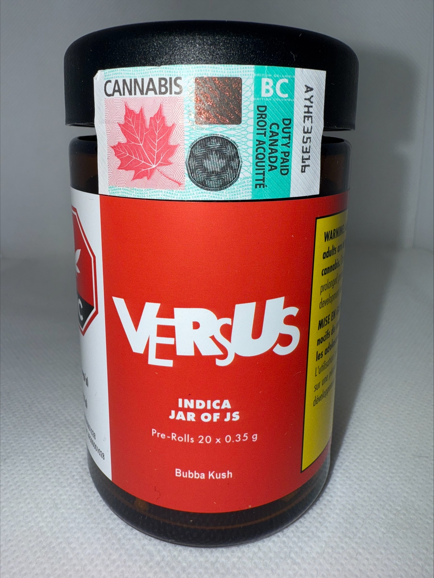 VERSUS - INDICA JAR OF JS PRE-ROLLS
