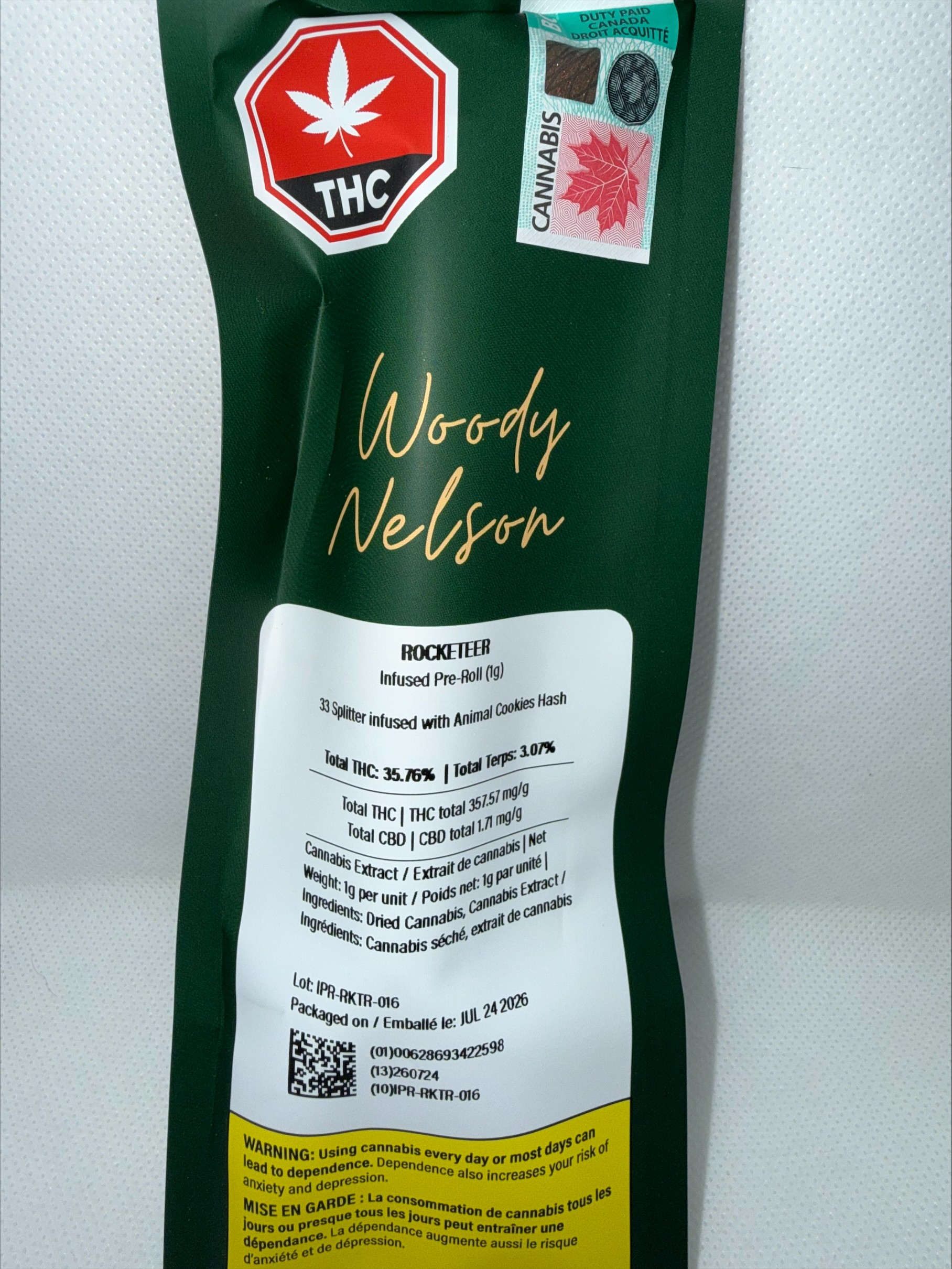 WOODY NELSON - ROCKETEER INFUSED PRE-ROLL LTO