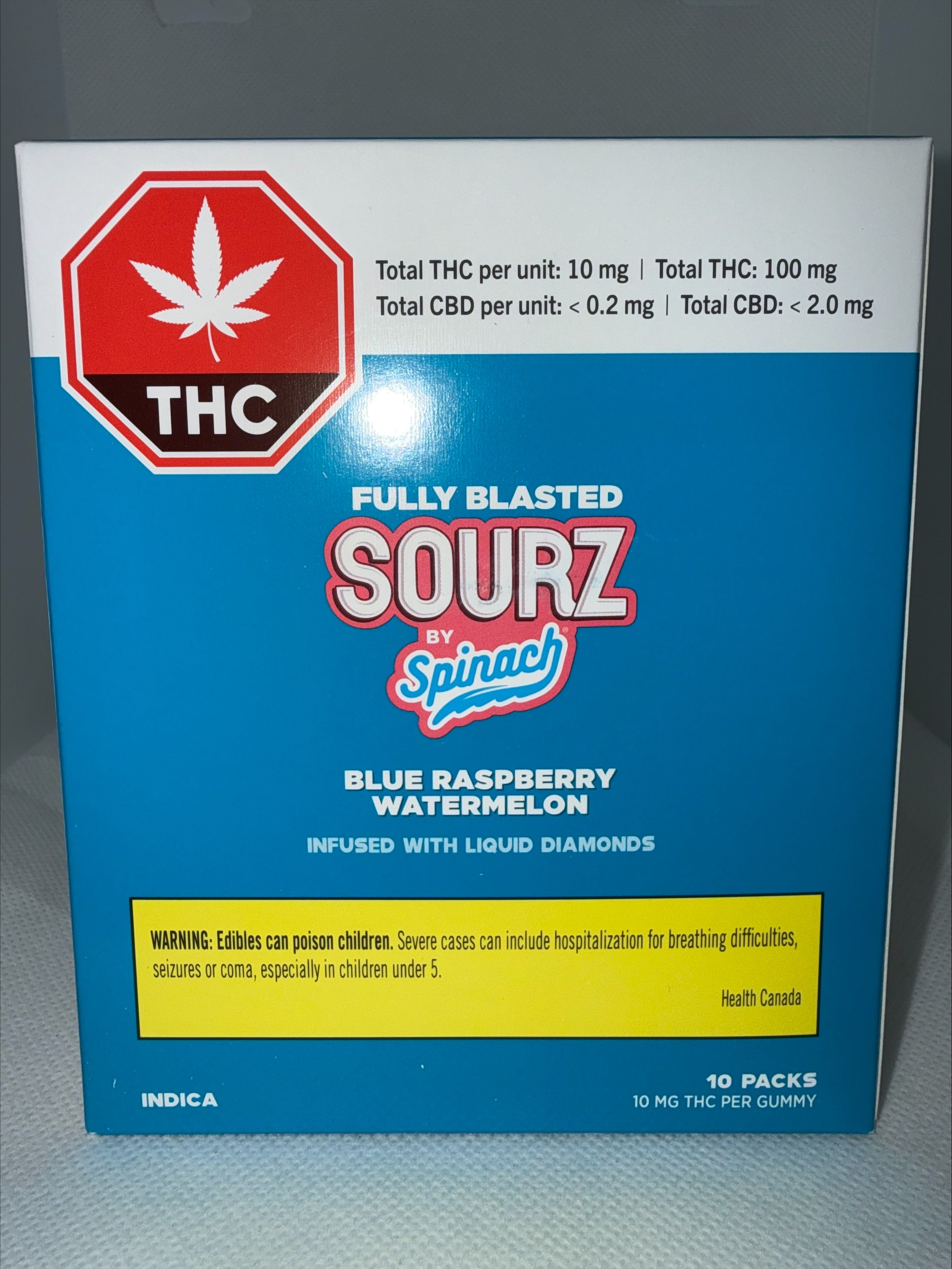 SOURZ BY SPINACH - FULLY BLASTED BLUE RASPBERRY WATERMELON GUMMIES