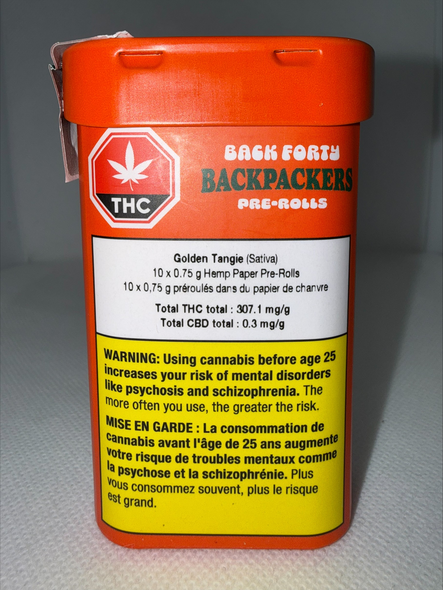 BACK FORTY - BACKPACKERS GOLDEN TANGIE PRE-ROLLS