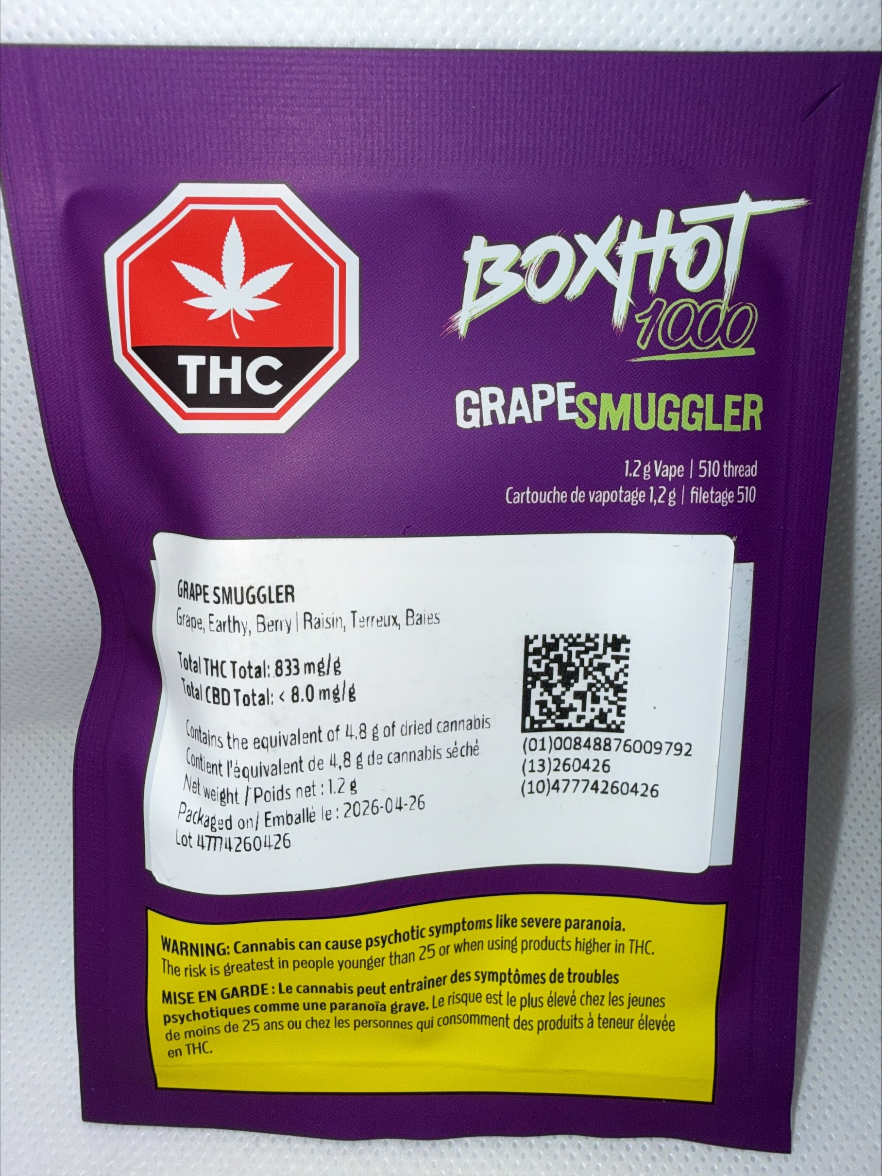 BOXHOT - GRAPE SMUGGLER CARTRIDGE