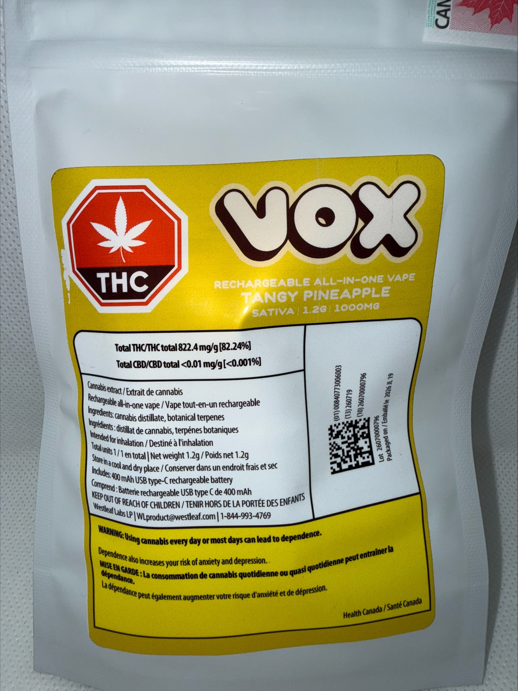 VOX - TANGY PINEAPPLE ALL-IN-ONE VAPE