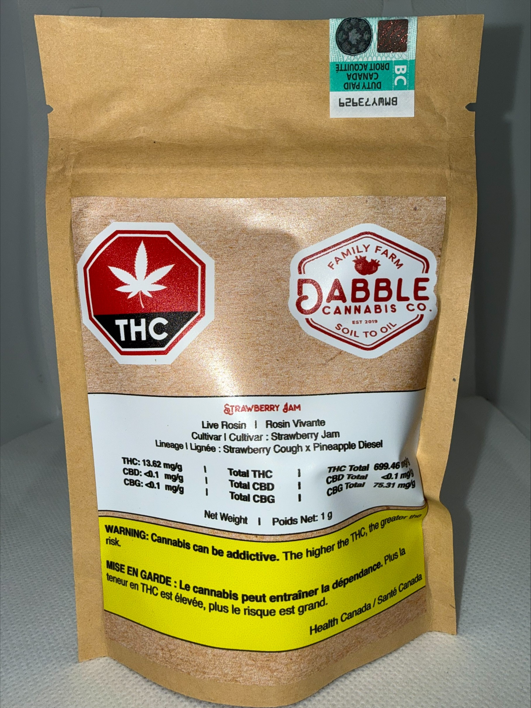 DABBLE CANNABIS CO. - STRAWBERRY JAM LIVE ROSIN
