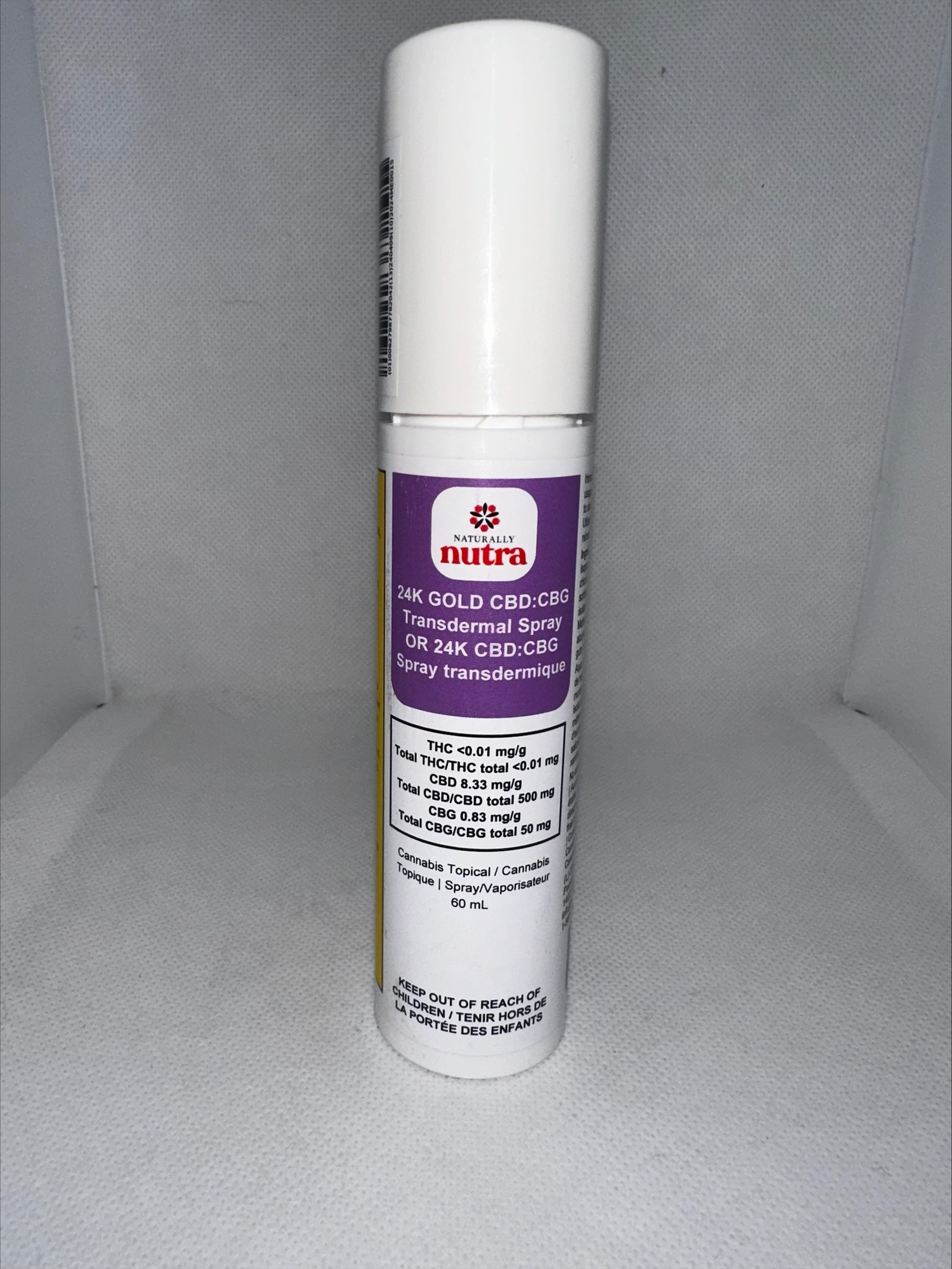 NATURALLY NUTRA - 24K GOLD CBD:CBG TRANSDERMAL SPRAY