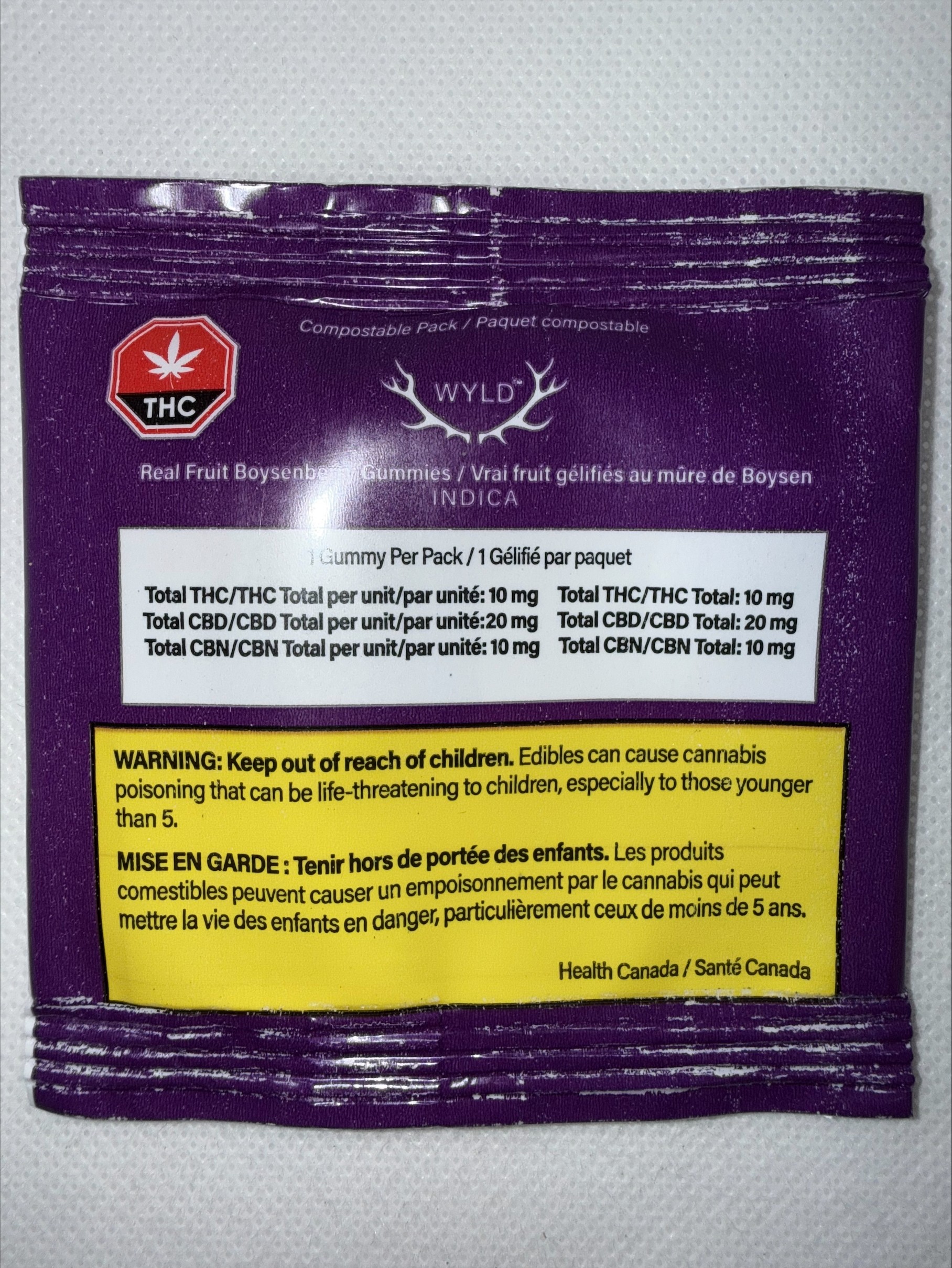 WYLD - REAL FRUIT BOYSENBERRY 2:1:1 CBD:THC:CBN GUMMY
