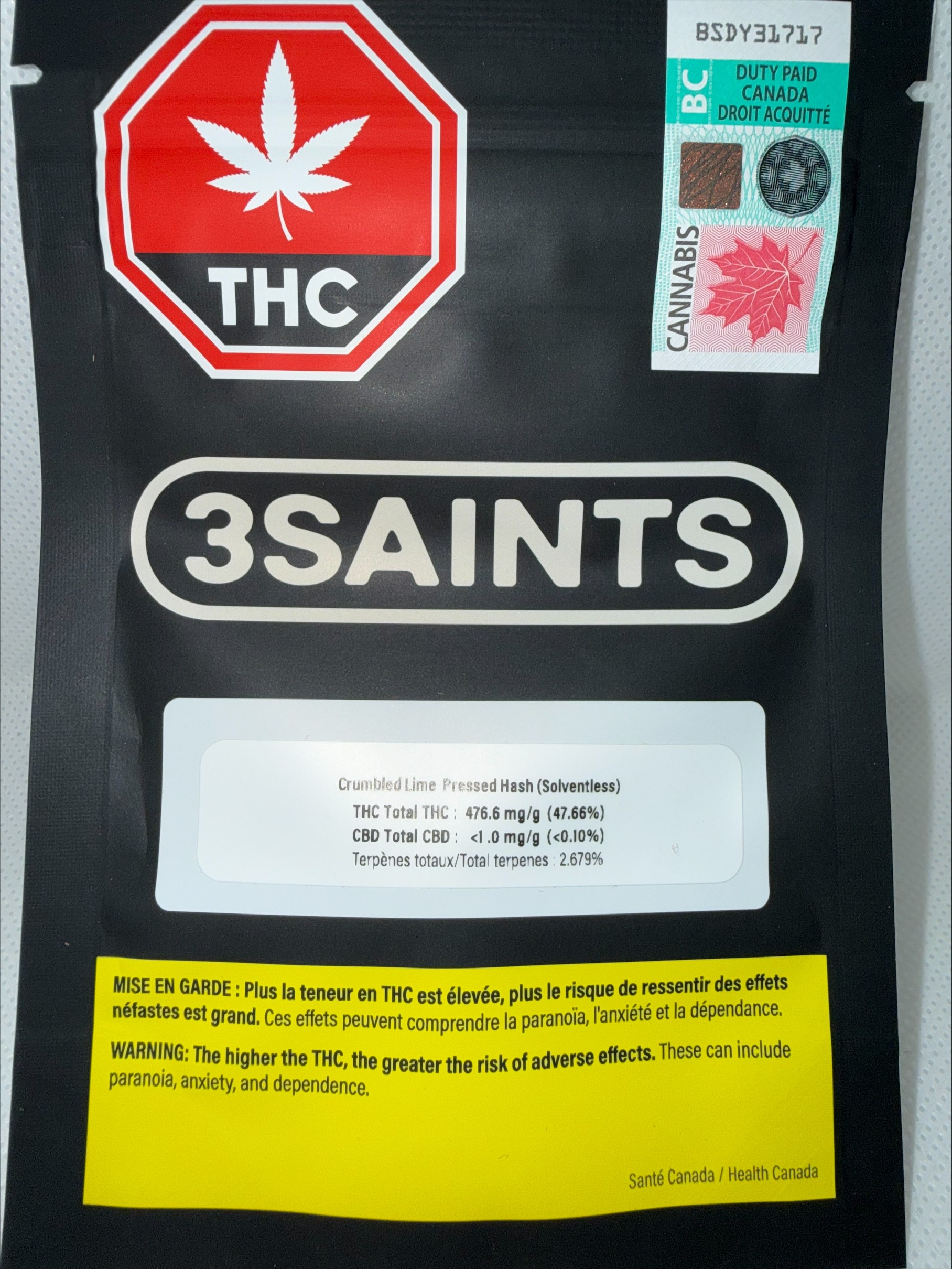 3SAINTS - CRUMBLED LIME PRESSED HASH