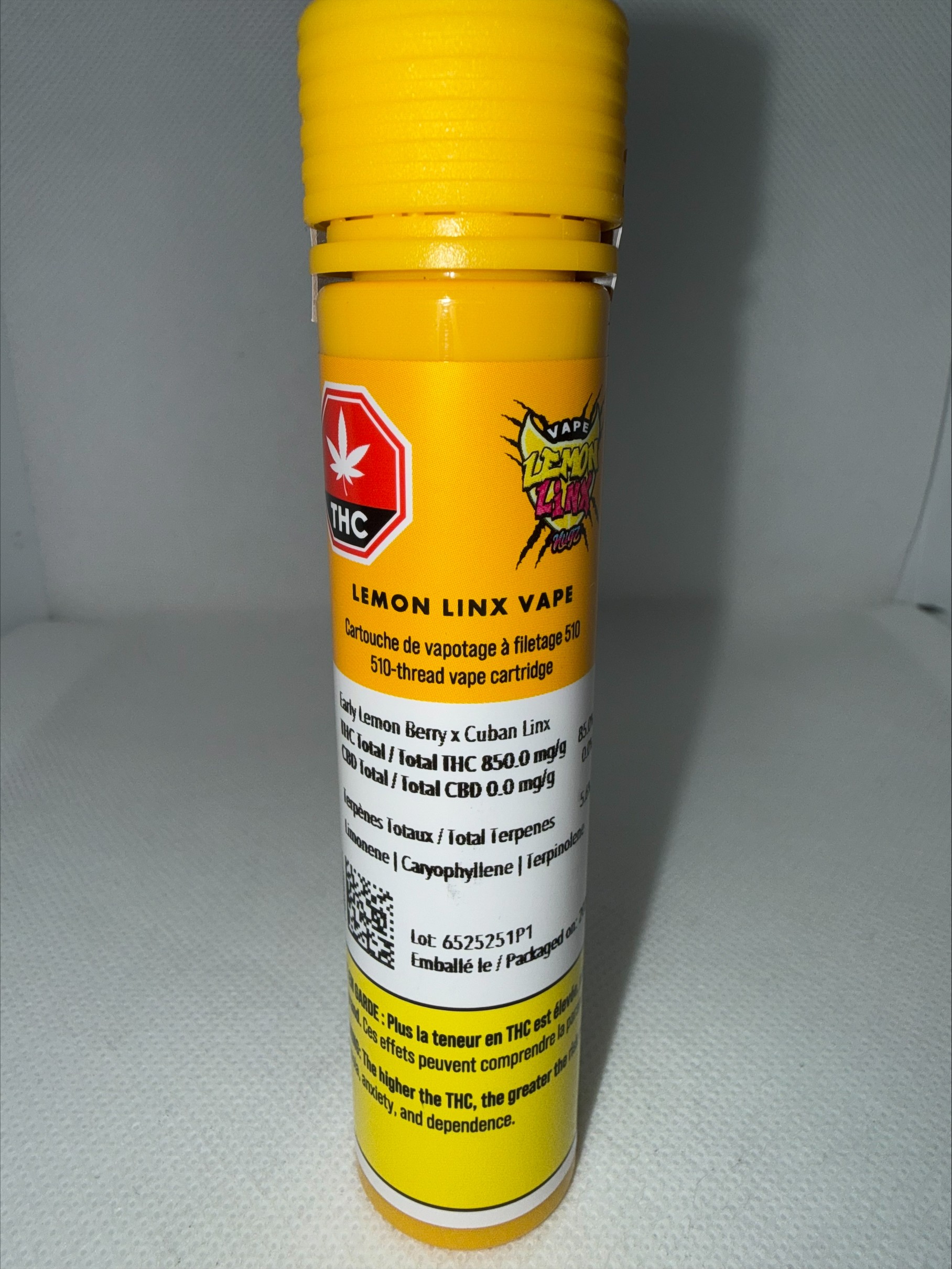 NUGZ - LEMON LINX CURED RESIN BLEND VAPE CARTRIDGE
