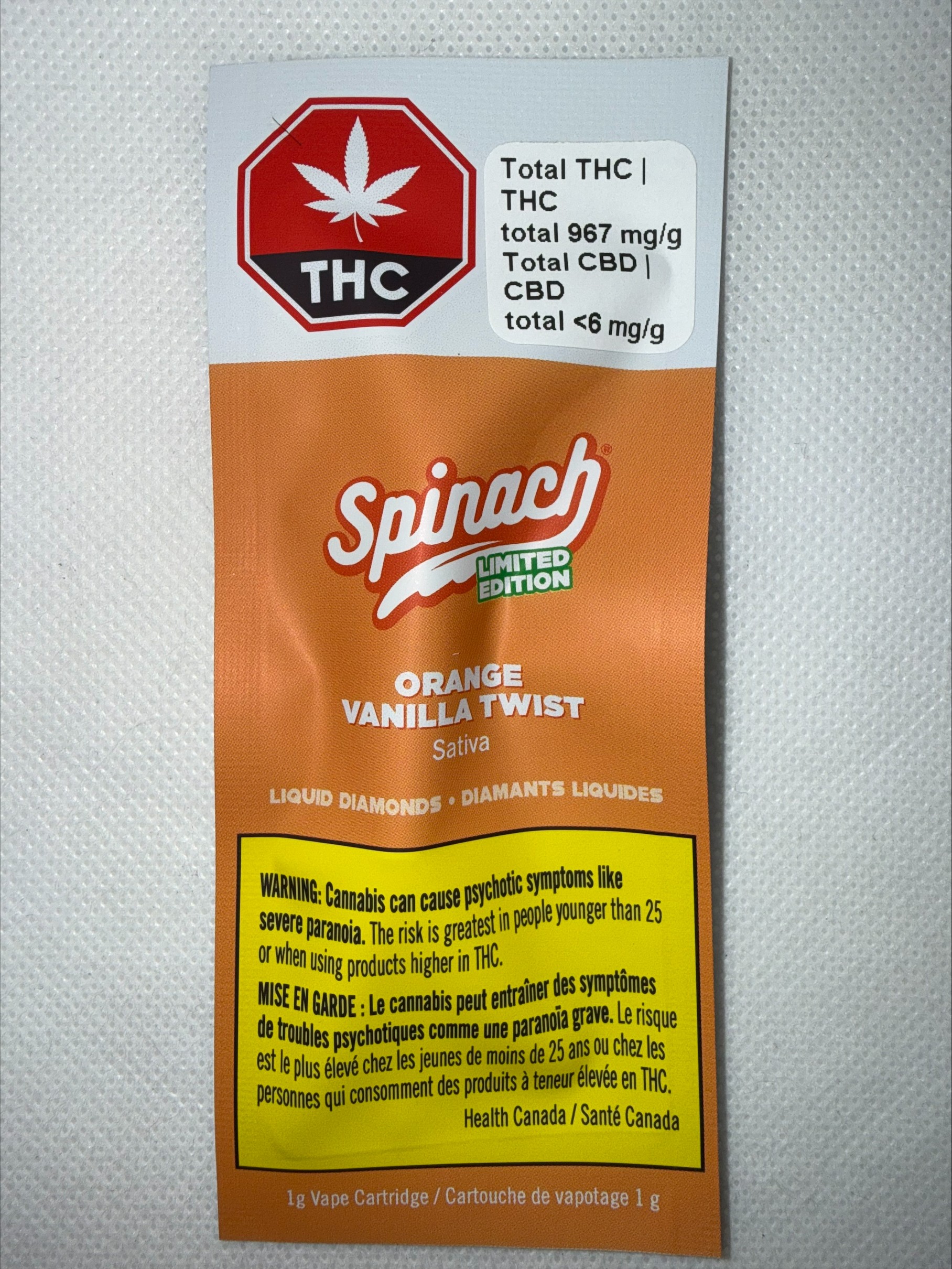 SPINACH - ORANGE VANILLA TWIST LIQUID DIAMONDS BLD VAPE LTO