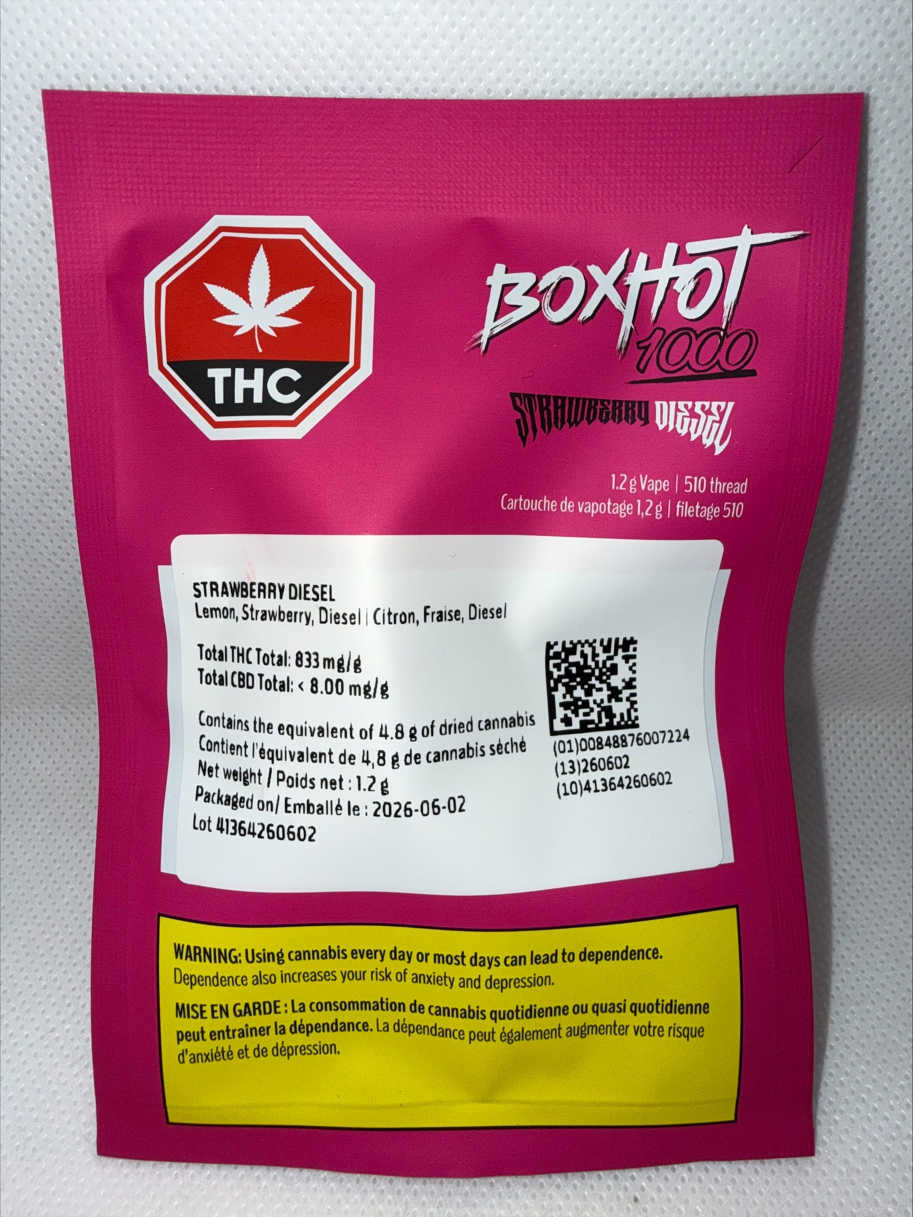 BOXHOT - STRAWBERRY DIESEL 510 VAPE