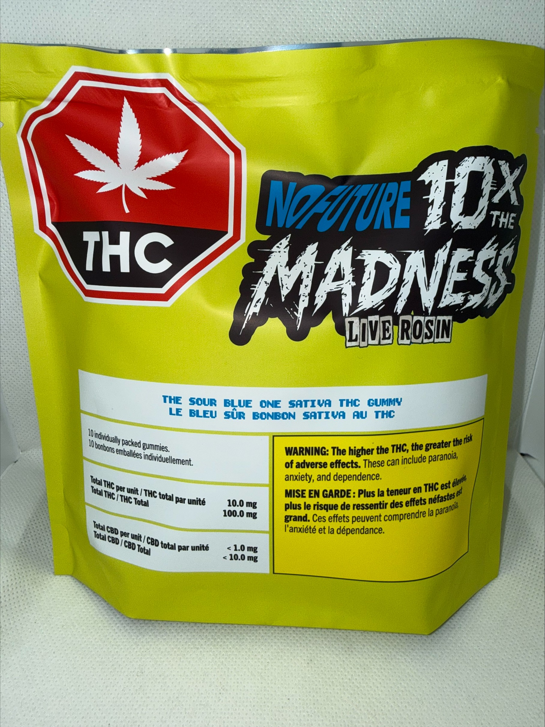 NO FUTURE THE SOUR BLUE ONE LIVE ROSIN SATIVA GUMMIES 10 PACK PACK