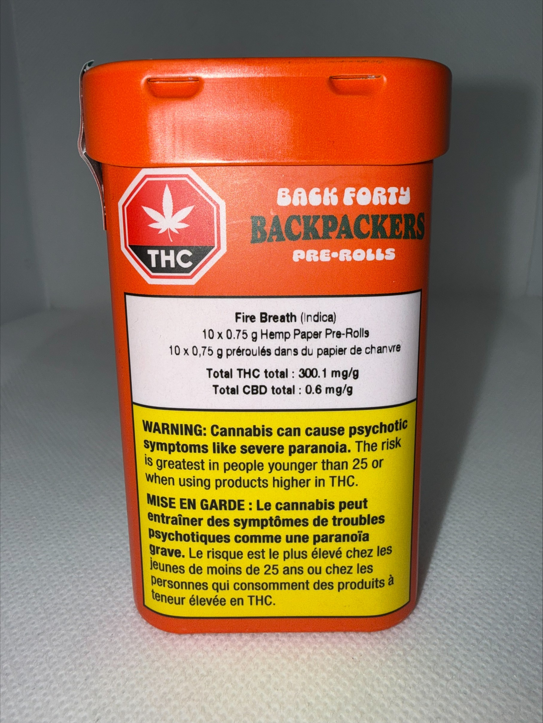 BACK FORTY - BACKPACKERS FIRE BREATH PRE-ROLLS LTO